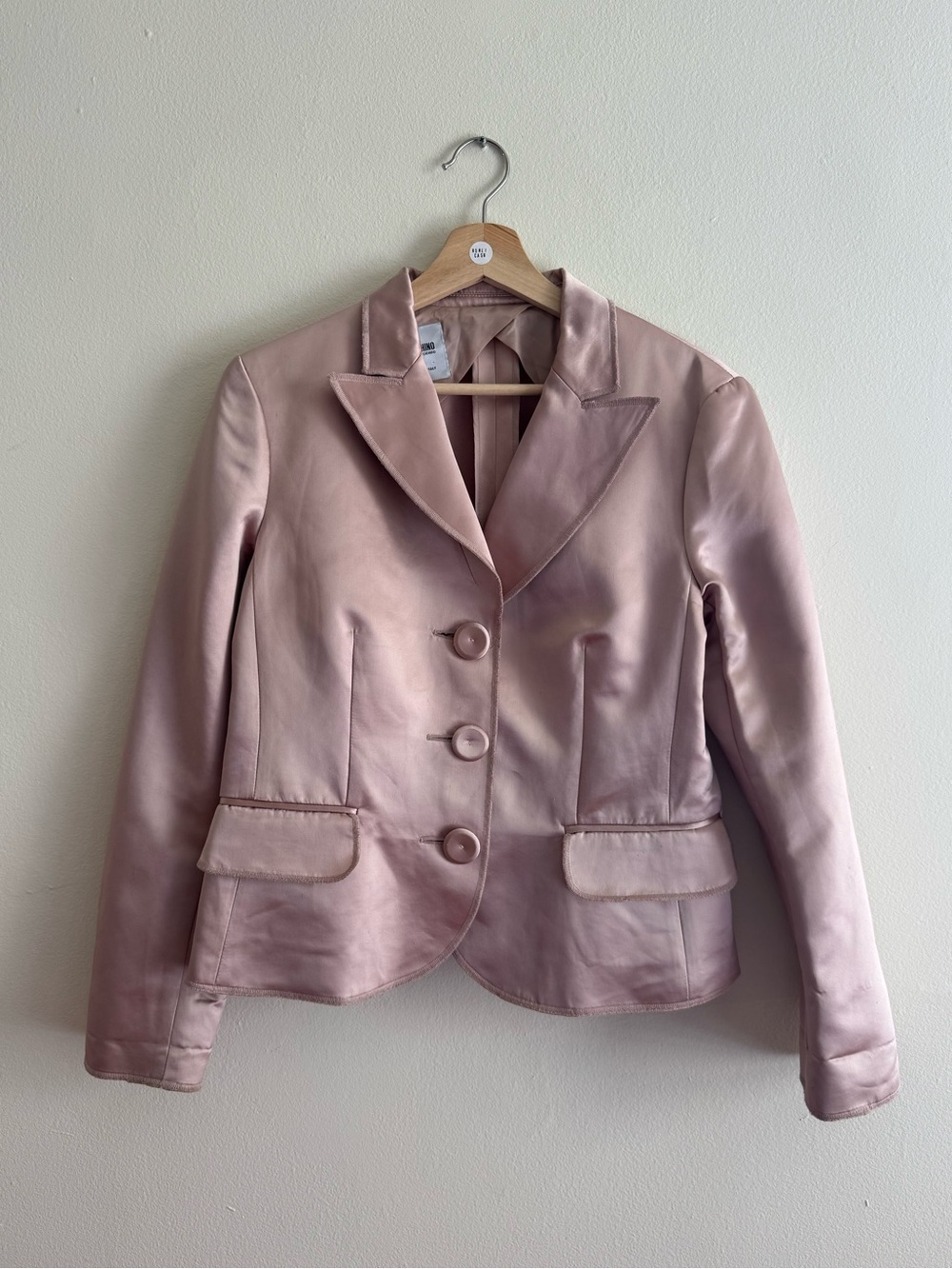 Moschino cheap and chic blazer flawed pink 12 satin